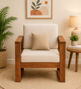 Avenor Sheesham Wood Accent Sofa in Warm Wooden Finish