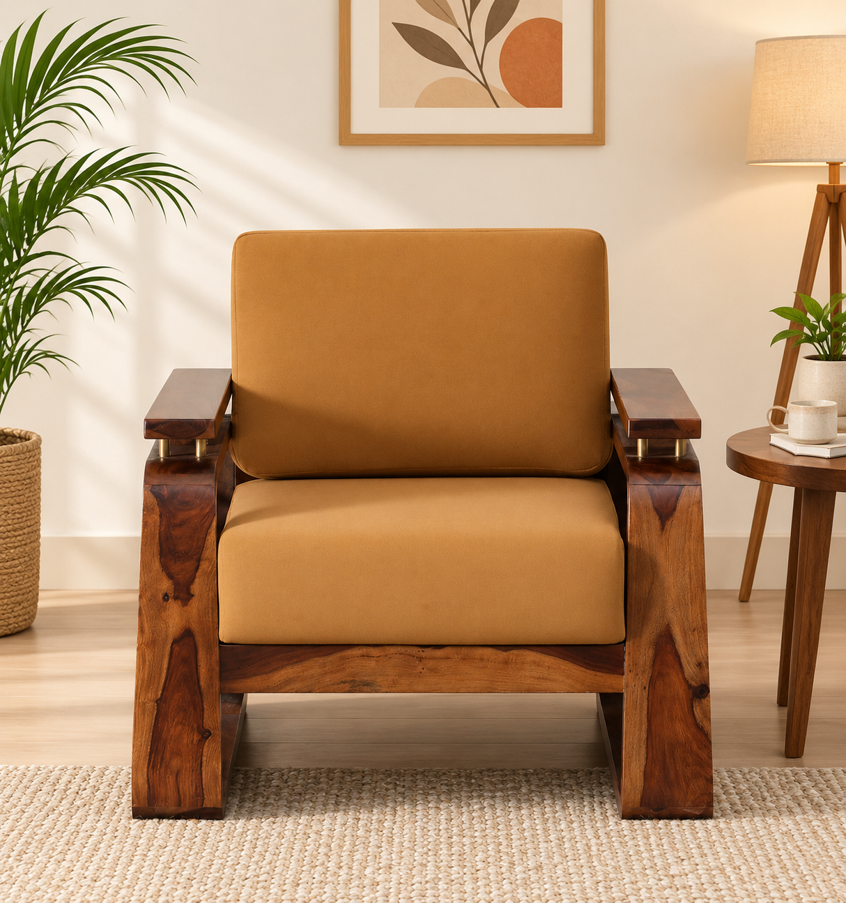 Avyra Solid Wood Lounge Sofa with Premium Fabric Upholstery (1) Avyra Solid Wood Lounge Sofa with Premium Fabric Upholstery - Image 1