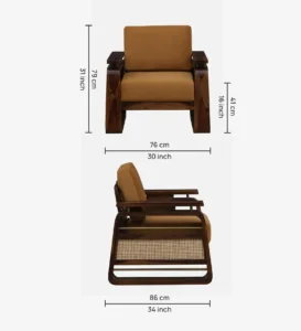 Avyra Solid Wood Lounge Sofa with Premium Fabric Upholstery - Image 3