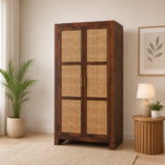 Bergen Solid Sheesham Wood Wardrobe in Warm Natural Finish