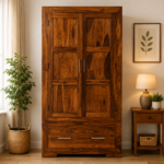 Brayden Solid Wood Wardrobe with Elegant Wooden Detailing