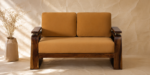 Brevano Solid Wood Sofa with Textured Fabric Upholstery