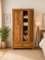 Cedarline Solid Wood Wardrobe in Classic Wooden Finish