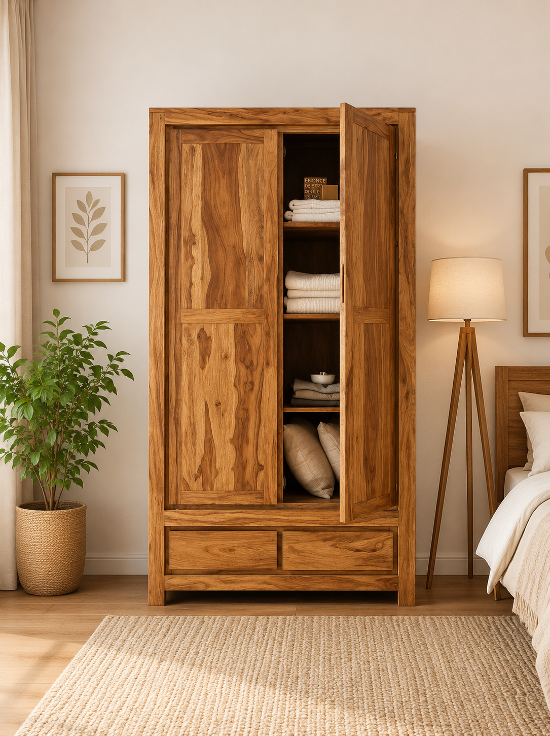 Cedarline Solid Wood Wardrobe in Classic Wooden Finish (1) Cedarline Solid Wood Wardrobe in Classic Wooden Finish - Image 1