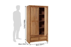 Cedarline Solid Wood Wardrobe in Classic Wooden Finish - Image 5