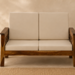 Elarvo Solid Wood Lounge Sofa with Comfortable Fabric Cushions