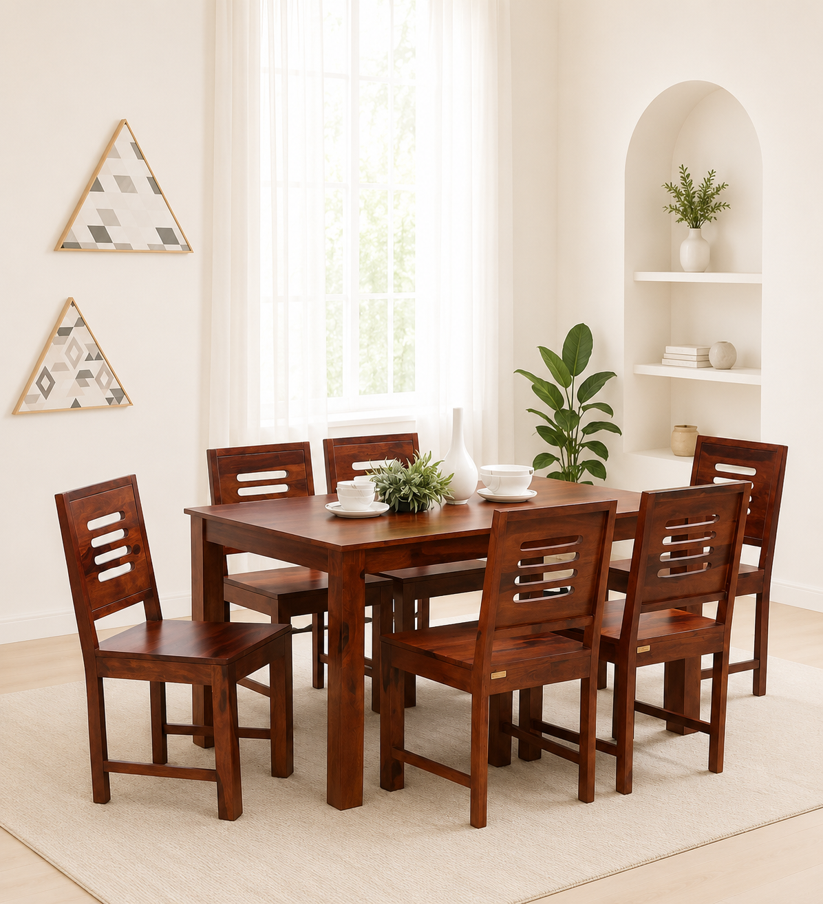 Elarwyn Premium Solid Wood 6 Seater Dining Set (1) Elarwyn Premium Solid Wood 6 Seater Dining Set - Image 1