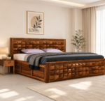 Elarwyn Sheesham Wood King Size Bed With Hydraulic Storage
