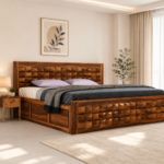 Elarwyn Sheesham Wood King Size Bed With Hydraulic Storage