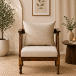 Elvaria Premium 1 Seater Sofa with Natural Wood Frame and Soft Cushions