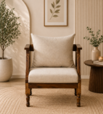Elvaria Premium 1 Seater Sofa with Natural Wood Frame and Soft Cushions