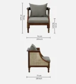 Elvaria Premium 1 Seater Sofa with Natural Wood Frame and Soft Cushions - Image 2