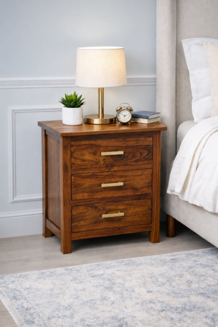 Elvaria Wooden Bedside Table With Spacious Storage