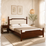 Elviora Sheesham Wood Queen Size Bed In Natural Teak Finish