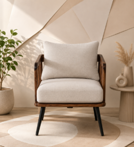 Elyven Sheesham Wood Accent Chair in Natural Rustic Finish