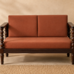 Farnivo Modern Sofa with Natural Wood Armrest Detailing