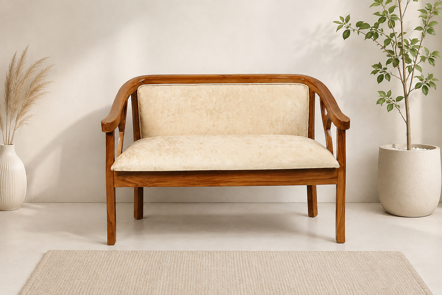 Halviero Contemporary Wooden Sofa with Plush Cushion Seating (1) Halviero Contemporary Wooden Sofa with Plush Cushion Seating - Image 1