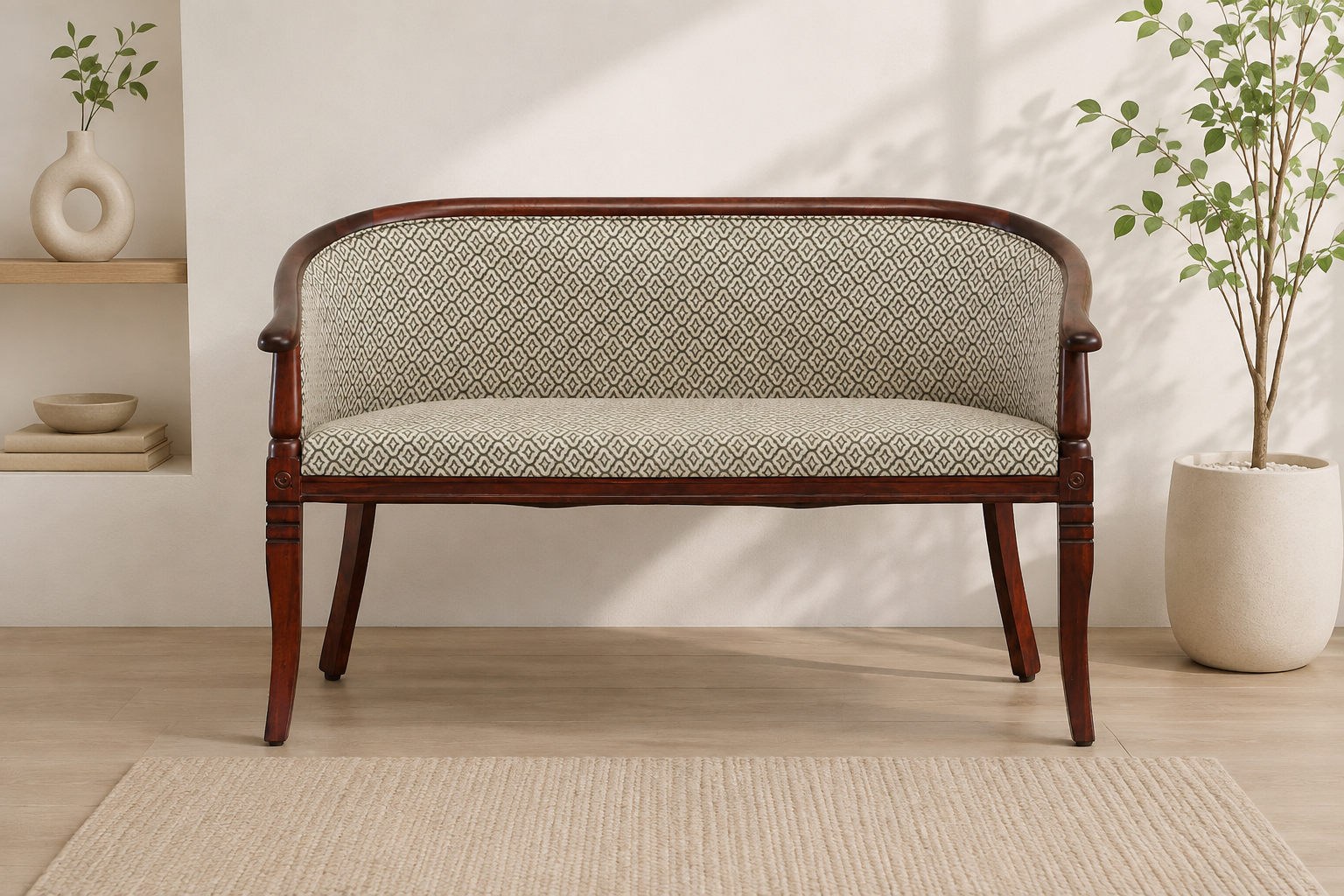Iverano Solid Wood Lounge Sofa with Elegant Fabric Upholstery (1) Iverano Solid Wood Lounge Sofa with Elegant Fabric Upholstery - Image 1