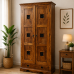 Lindenwood Sheesham Wood Wardrobe in Premium Natural Finish