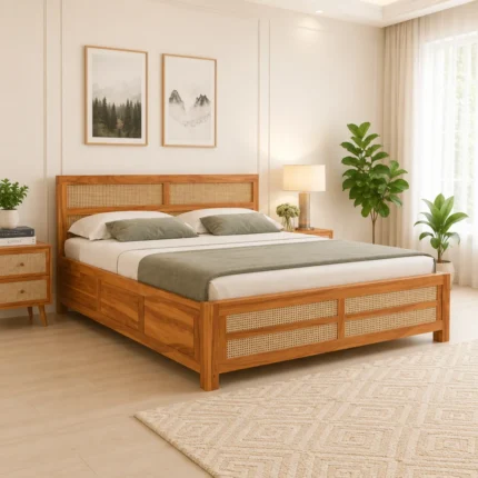 Modern Sheesham Wood Storage Bed