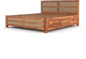 Modern Sheesham Wood Storage Bed - Image 4
