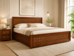 Norvella Solid Wood King Size Bed With Hydraulic Storage