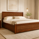 Norvella Solid Wood King Size Bed With Hydraulic Storage