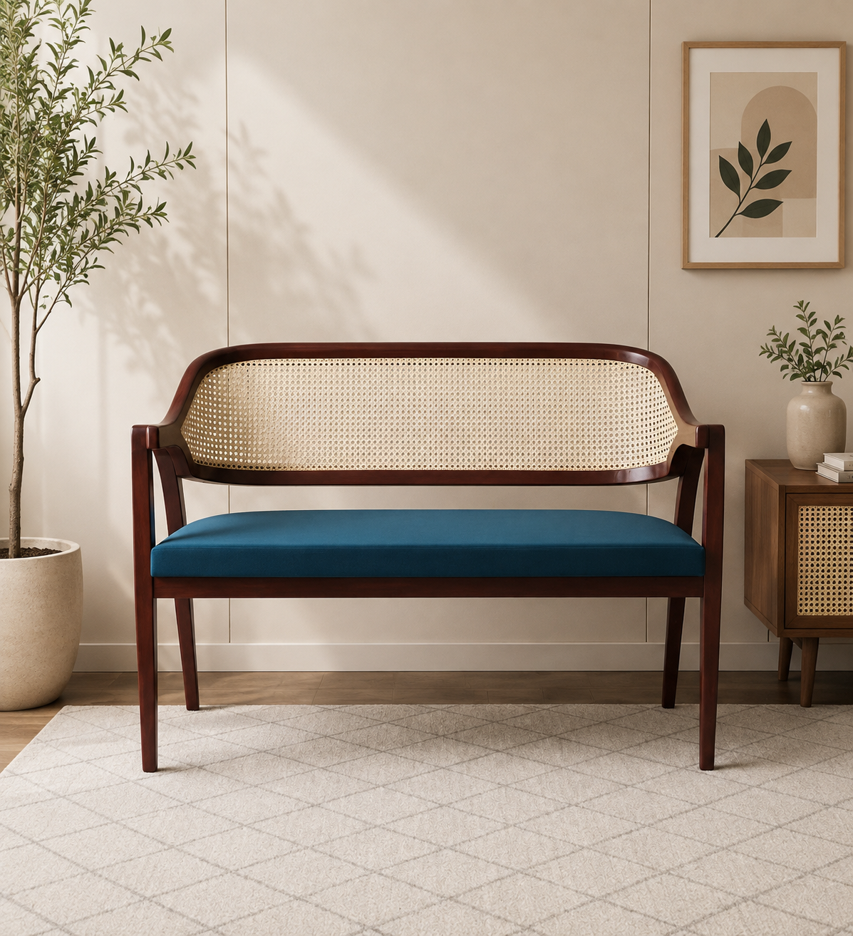 Norvello Premium Wooden Sofa with Cushioned Backrest and Armrests (1) Norvello Premium Wooden Sofa with Cushioned Backrest and Armrests - Image 1