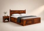 Orlavia Sheesham Wood Queen Size Bed With Hydraulic Storage - Image 5