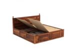 Orlavia Sheesham Wood Queen Size Bed With Hydraulic Storage - Image 3