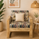 Rovian Solid Wood Lounge Chair with Premium Cushioned Backrest