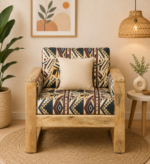 Rovian Solid Wood Lounge Chair with Premium Cushioned Backrest