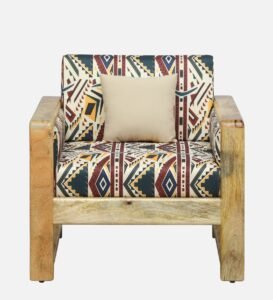 Rovian Solid Wood Lounge Chair with Premium Cushioned Backrest - Image 4