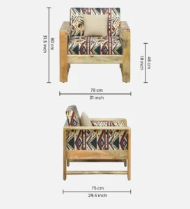 Rovian Solid Wood Lounge Chair with Premium Cushioned Backrest - Image 5