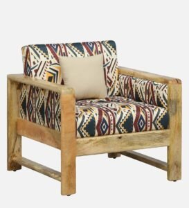 Rovian Solid Wood Lounge Chair with Premium Cushioned Backrest - Image 6
