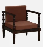 Roviera Solid Wood 1 Seater Sofa with Elegant Fabric Upholstered Backrest - Image 3