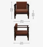 Roviera Solid Wood 1 Seater Sofa with Elegant Fabric Upholstered Backrest - Image 7