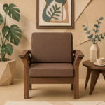 Varello Solid Wood 1 Seater Lounge Sofa with Fabric Seating