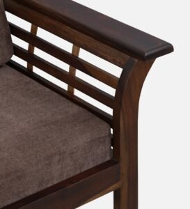 Varello Solid Wood 1 Seater Lounge Sofa with Fabric Seating - Image 2