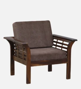 Varello Solid Wood 1 Seater Lounge Sofa with Fabric Seating - Image 3