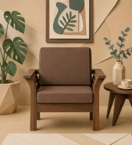 Varello Solid Wood 1 Seater Lounge Sofa with Fabric Seating