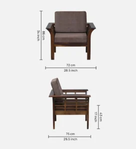 Varello Solid Wood 1 Seater Lounge Sofa with Fabric Seating - Image 5