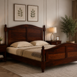 Varello Solid Wood Queen Size Bed With Refined Wooden Details