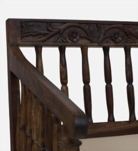 Vaylen Solid Sheesham Wood Accent Sofa in Rustic Teak Finish - Image 2
