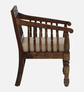 Vaylen Solid Sheesham Wood Accent Sofa in Rustic Teak Finish - Image 4