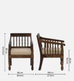 Vaylen Solid Sheesham Wood Accent Sofa in Rustic Teak Finish - Image 6