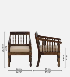 Vaylen Solid Sheesham Wood Accent Sofa in Rustic Teak Finish - Image 6