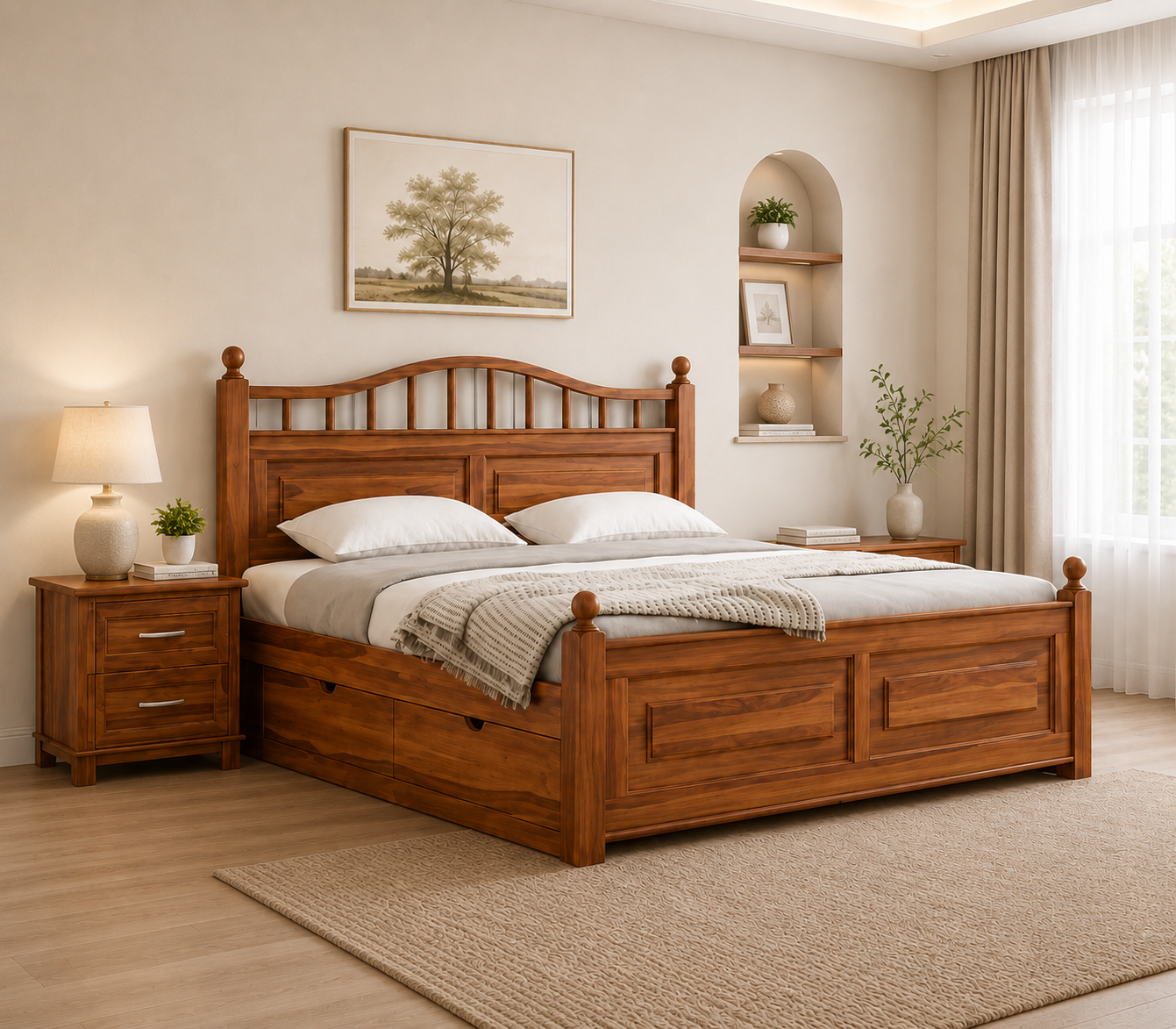 Velmire Sheesham Wood King Size Bed With Ample Storage (1) Velmire Sheesham Wood King Size Bed With Ample Storage - Image 1