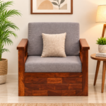 Velric Solid Wood 1 Seater Sofa with Contemporary Upholstered Design