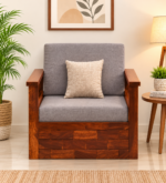 Velric Solid Wood 1 Seater Sofa with Contemporary Upholstered Design